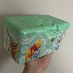 EMPTY Rare VTG Winnie the Pooh Disney Tigger Piglet Green Huggies Wipe Container